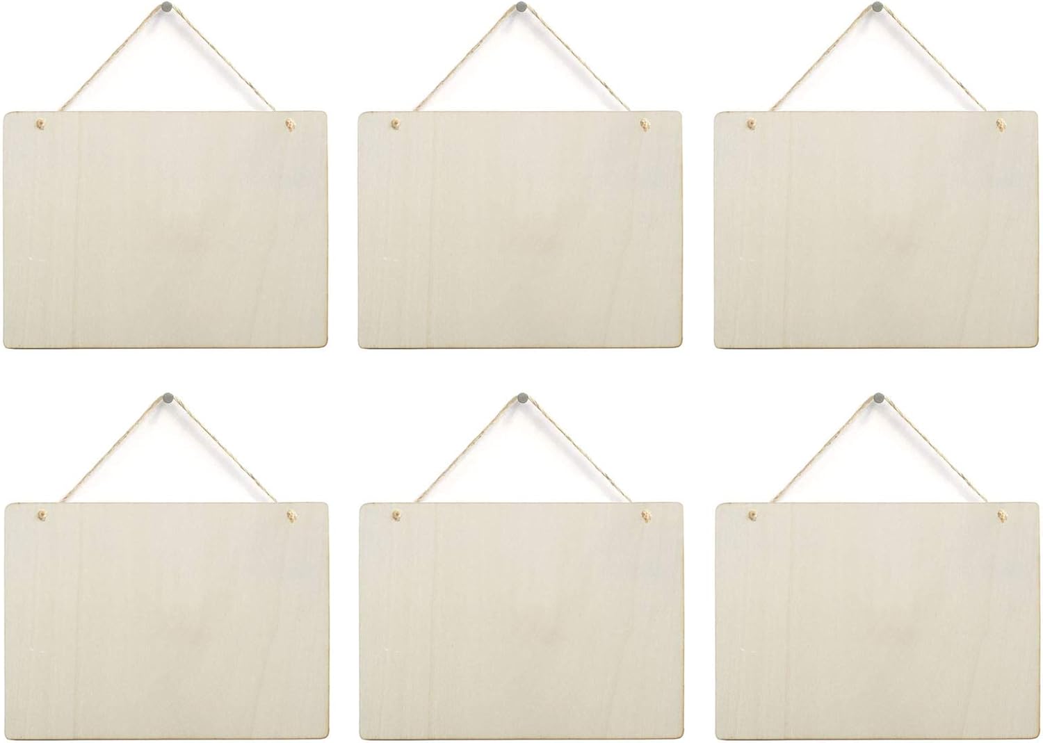 6 Pack Blank Wooden Plaque Rectangle Unfinished Wood Sign Decorative DIY Crafts Signs for Wreath Home Door Wall Art Decoration, 8.8x6.7 Inches (22.5x17cm)