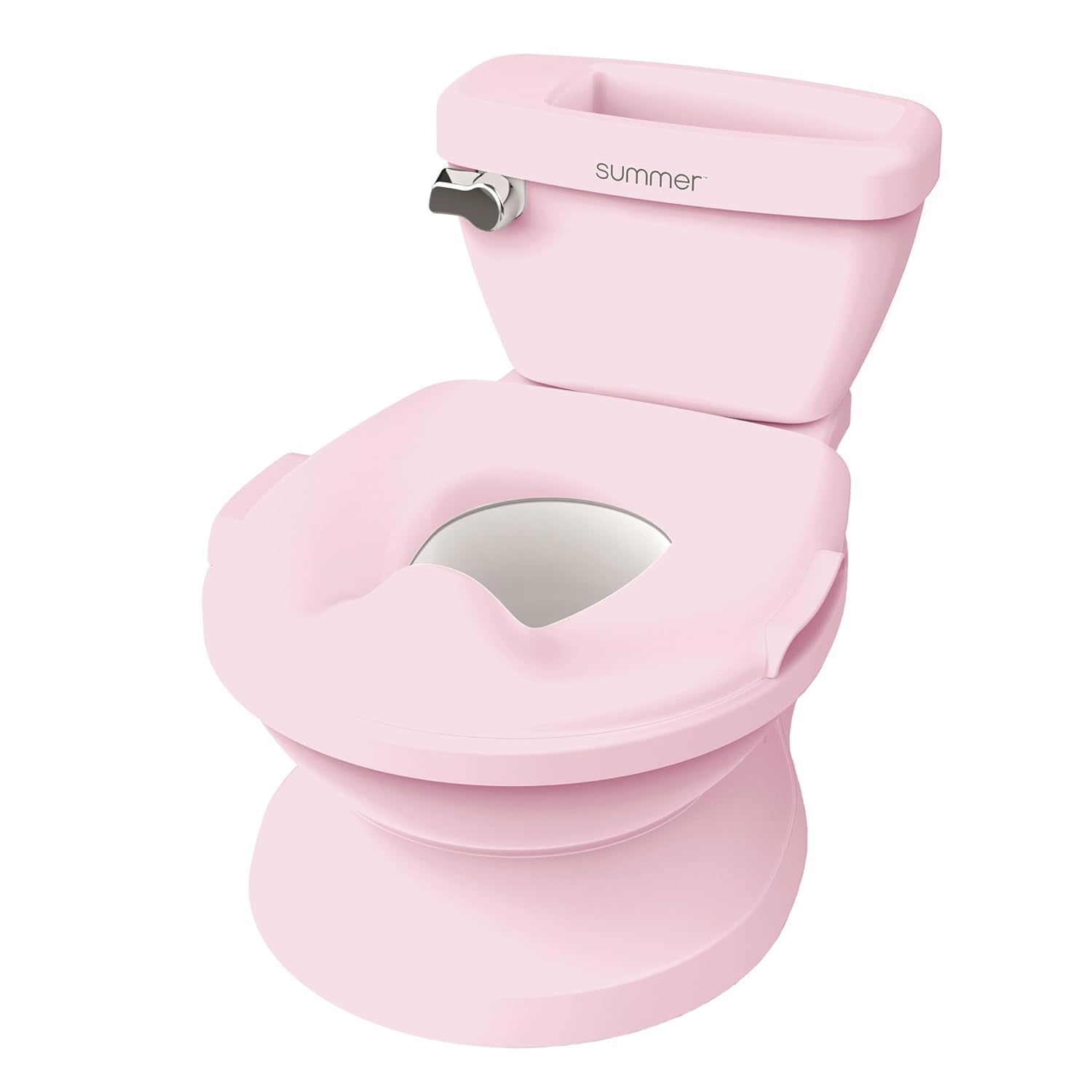 Ingenuity My Size Potty Pro 2-in-1 Potty Training Toilet, Floor Potty with Removable Potty Seat for Standard Toilets, Realistic Flushing Sound, For Toddlers Ages 18+ months, Up to 50 lb - Pink