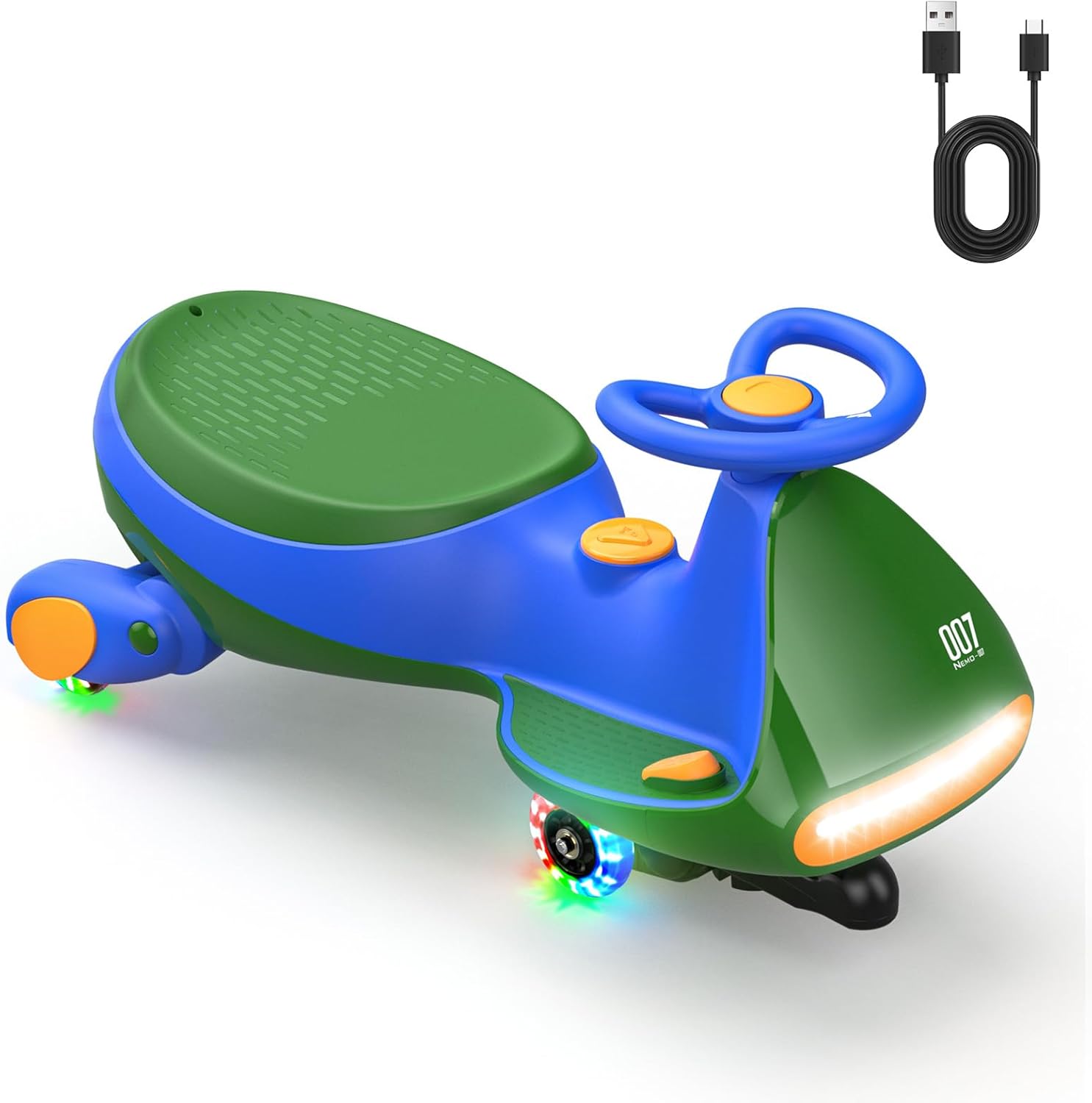 FanttikRide 12V N7 Pro Electric Kids Car, Anti-tipper, Ergonomic, 2 in 1, 2 Speeds, Flashing Wheels, Bluetooth, Charging Type C, for Children from 3 Years, 68 Kg, Green