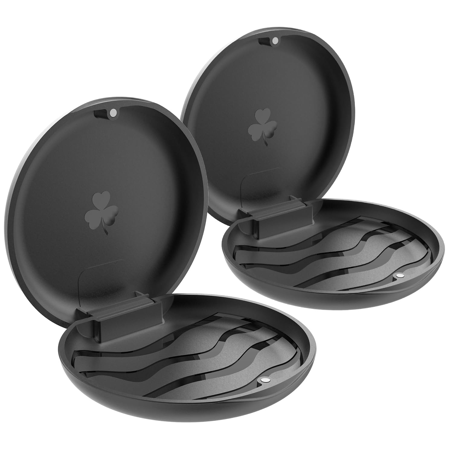2 PCS Retainer Cases,Solid Orthodontic Retainer Case - Black