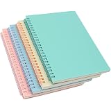 Yansanido Spiral Notebook, 4 Pcs A5 Thick Plastic Hardcover 8mm Ruled 4 Color 80 Sheets -160 Pages Journals for Study and Notes (Light Pink,Light Green,Light Blue,ivory, A5 5.7" x 8.3"-Ruled)
