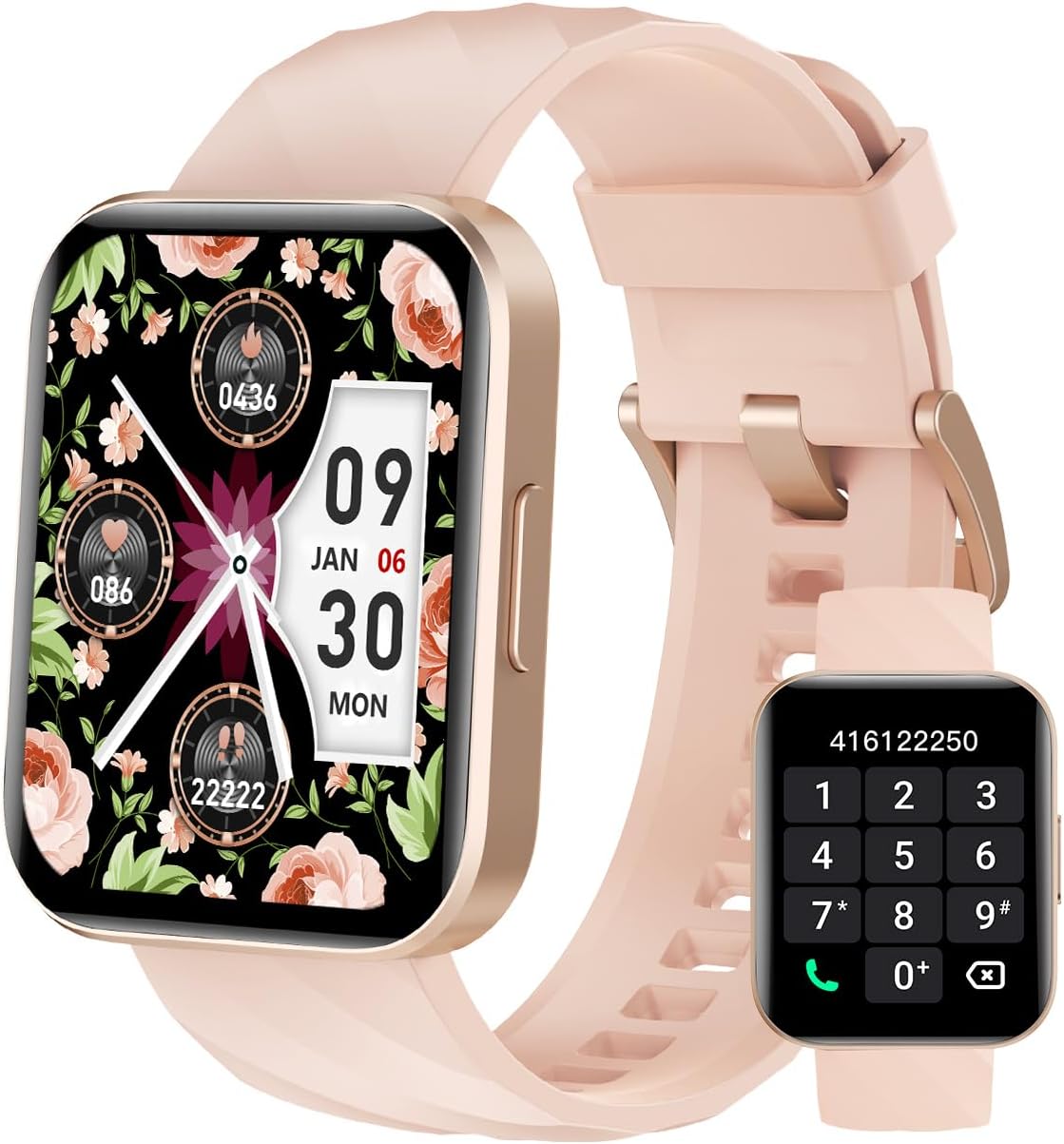 Smart Watch (Answer/Make Calls), 1.85" Smart Watches for Women Men Digital Watch Fitness Tracker with 100+ Sport Modes Heart Rate Monitor Watch for iOS Android Phones Waterproof (Light Pink)