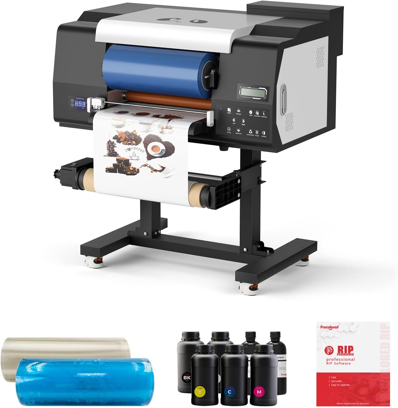 Procolored VF13Pro 2-In-1 Uv Dtf Sticker Printer With Dual Xp600 Printhead For UV DTF Cup Wraps Glass Metal Wood Tumbler Plastic Etc，Adhesive Printing For Custom Personalized Sticker (with stand)