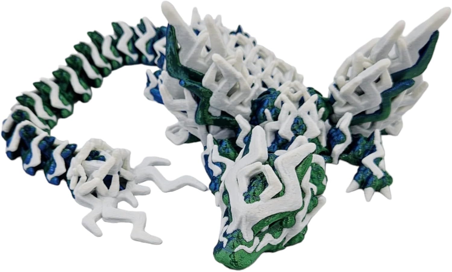 Articulating Storm Dragon Figurine - 3D Printed Articulated Figures - Unique and Fun Designs Vibrant Colors - Stress Relief (Wings)