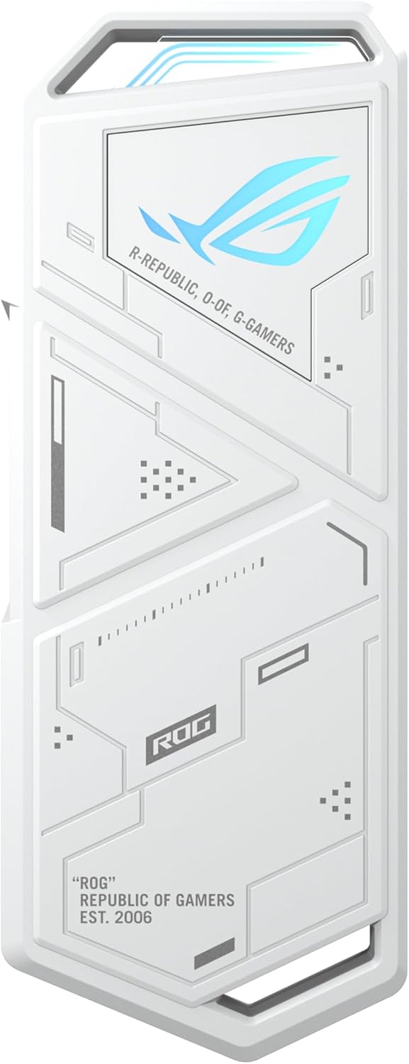 ASUS ROG Strix Arion White M.2 NVMe SSD Enclosure-USB3.2 Gen 2x1 Type-C (10Gbps), Dual USB-C to C & USB-C to A, Screwdriver-Free, Thermal Pads Included, Fits PCIe 2280/2260/2242/2230 M Key/B+M Key