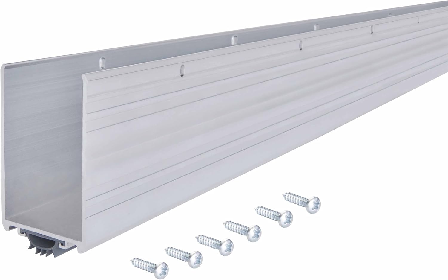M-D Building Products 68593 Aluminum and Vinyl U-Shape Screw-on Under Door Seal with Kick Plate Draft Stopper, Prevents Dust & Insects, Energy-Saving Door Insulation, Ideal for Home (36 Inch, Silver)