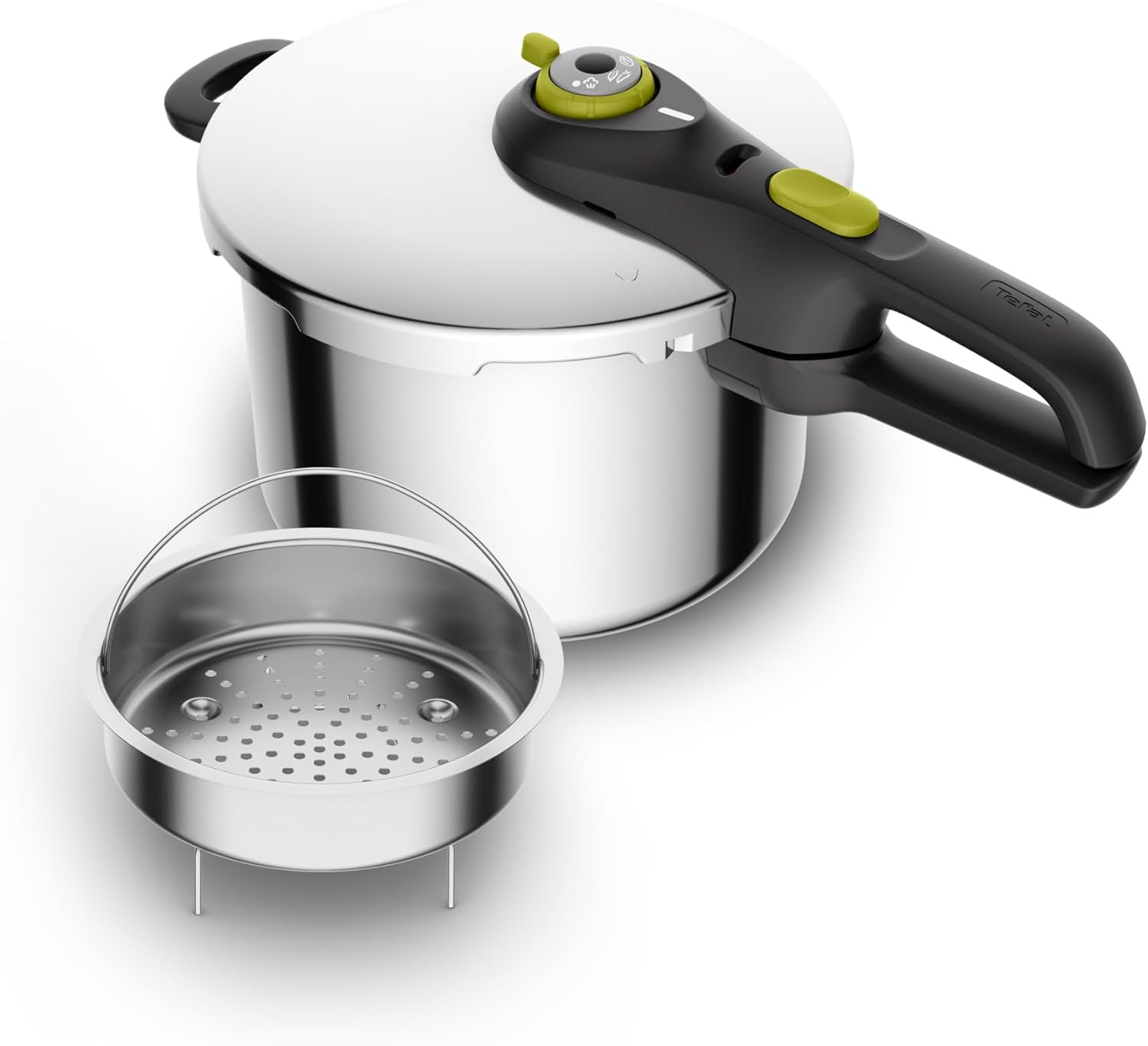 Tefal Secure 5 Neo Stainless Steel Pressure Cooker, 6L, Induction Compatible, Silver, 5 Safety Devices, Durable and Easy to Use, P2530738