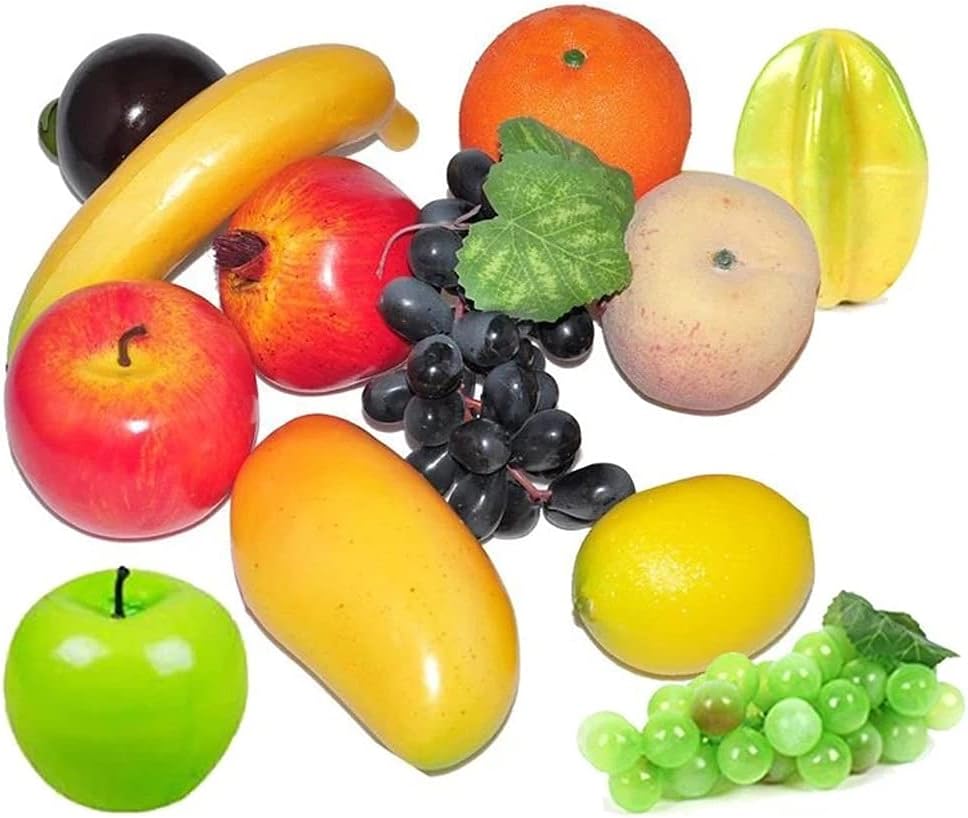 YANGMEI Set of 12 Mixed Different Fruits, Artificial Fruits Pack, Simulation Fruit Set, Fake Fruits for Home Decor, Kitchen Decoration, Party Chirstmas Decortion, Fruit Modle for Photoshoot