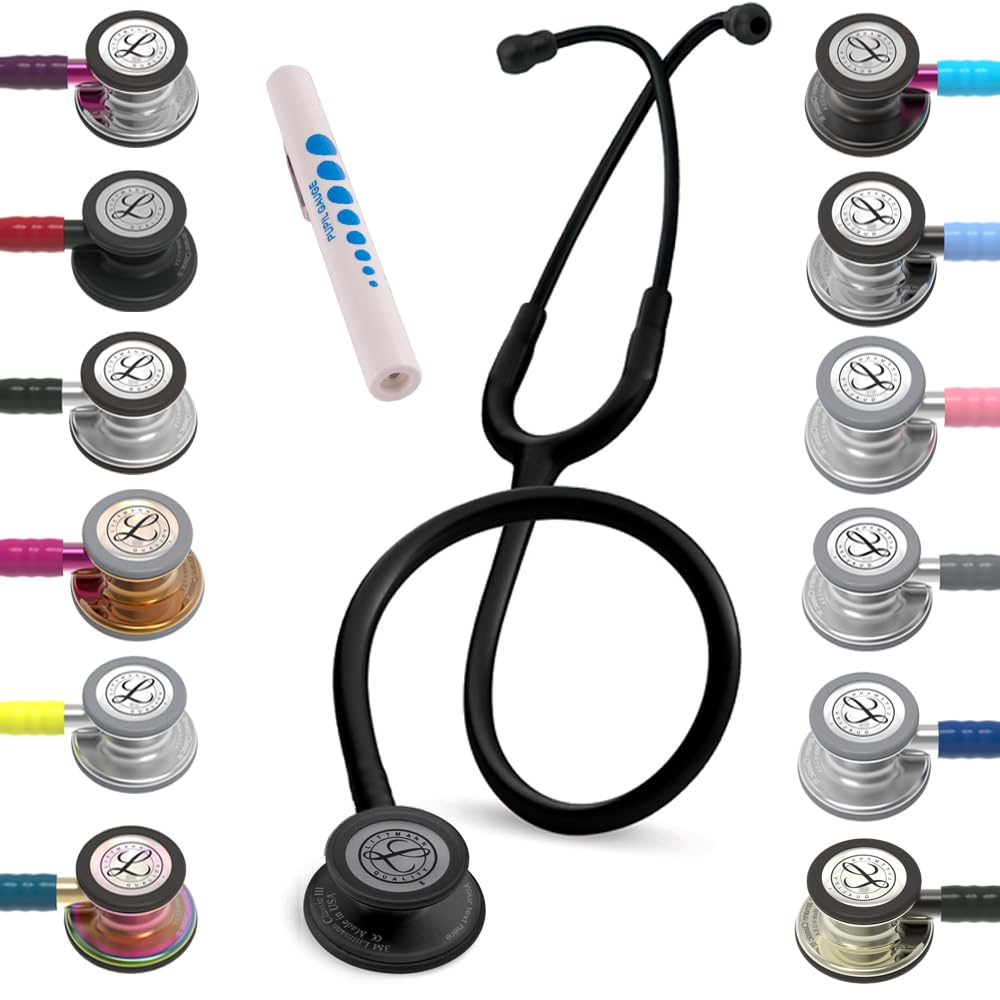 3M Littmann Classic III Stethoscope with FREE Engraving + Penlight (Black)