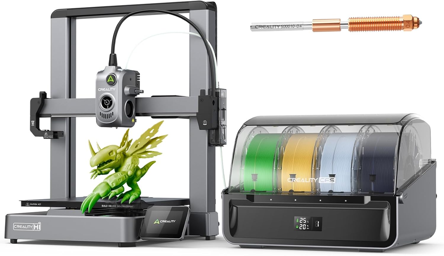 Creality Hi Combo（A） 3D Printer, 4-Color CFS System, Auto RFID Filament Detection, 500mm/s Speed, All-Metal Frame, 260x260x300mm Build Volume, Smart Cloud Control