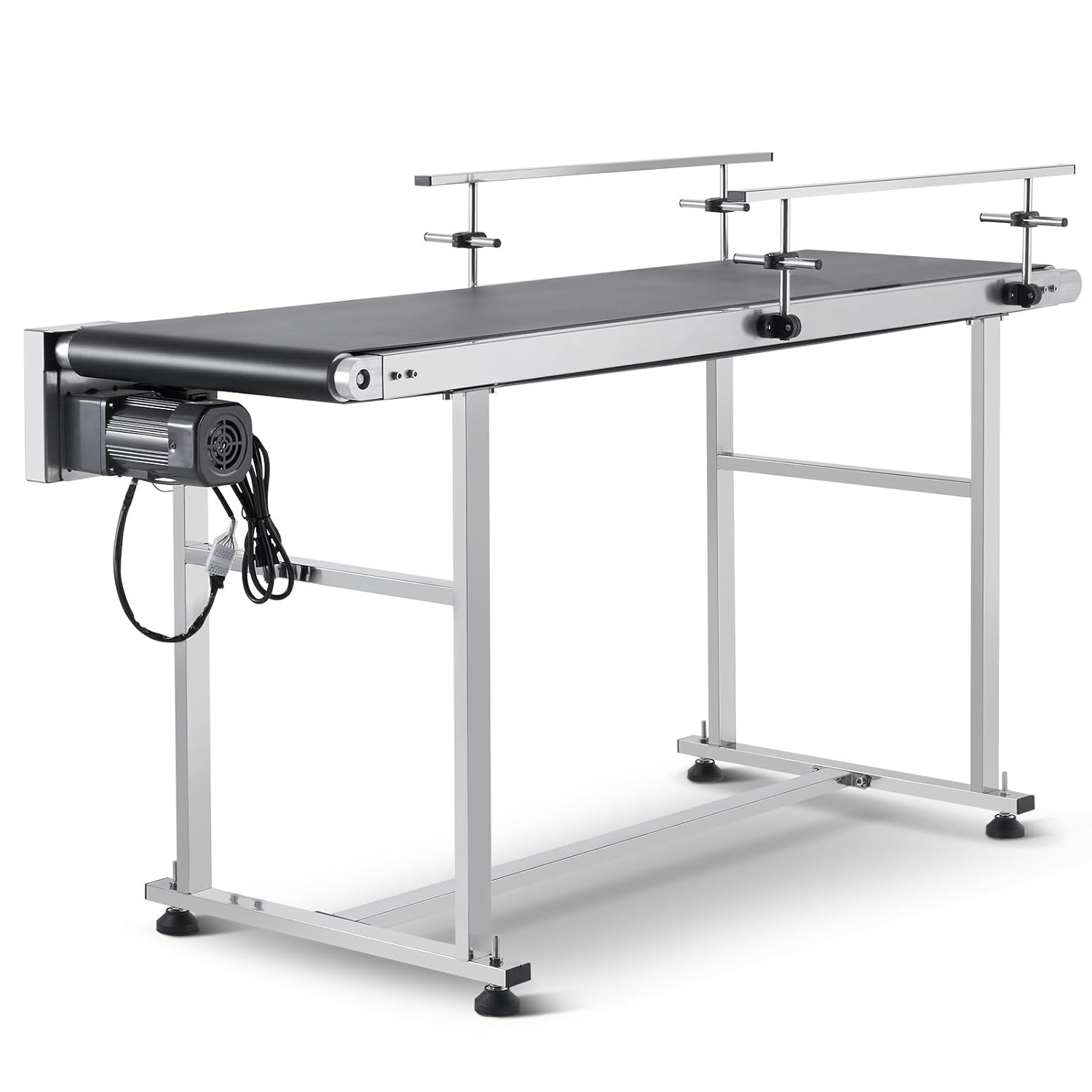VEVOR Belt Conveyor, 59 x 15.7 inch ConveyorTable, Heavy Duty Stainless Steel Motorized BeltConveyor for Inkjet Coding Applications Powered PVCBelt Anti-Static Adjustable Speed (Double Guardrail)