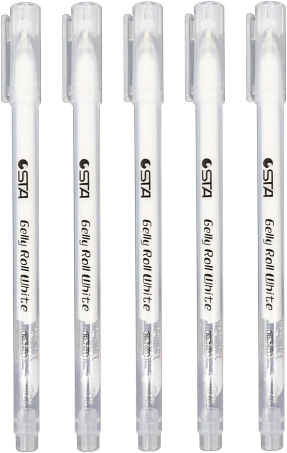 5 Pcs White Gel Pen Set 1mm White Ink Pens for Black Paper, Ideal for Sketching, Drawing, Highlighting, Writing, Fine Liner for Art, Adult Coloring Books, and Note-Taking