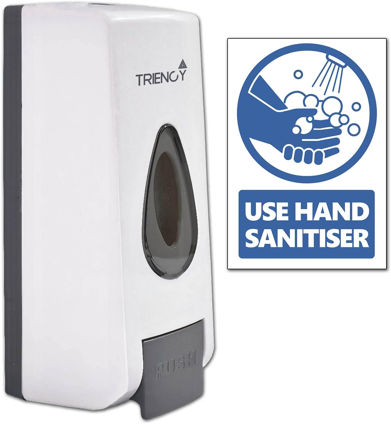 Soap Dispenser, Hand Sanitizer Dispenser Wall Mounted Manual 320ml, Hand Sanitiser Dispenser, Hand Wash, Hand Gel Dispenser, Bathroom Shower Gel, Shampoo, Bonus USE HAND SANITISER Sign Sticker