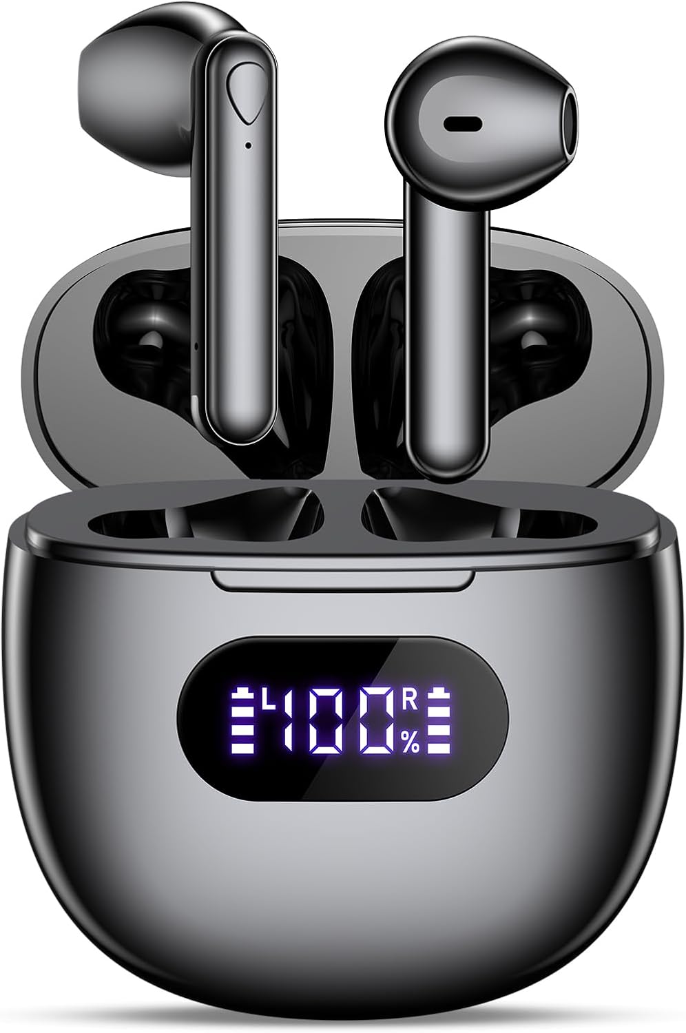 Wireless Earbuds, V5.3 Bluetooth Headphones, 48H Playtime LED Power Display USB-C Fast Charging Case, HiFi Stereo Deep Base Earphones IPX7 Waterproof Ear Buds with Built-in Mic for Workout/Home/Office
