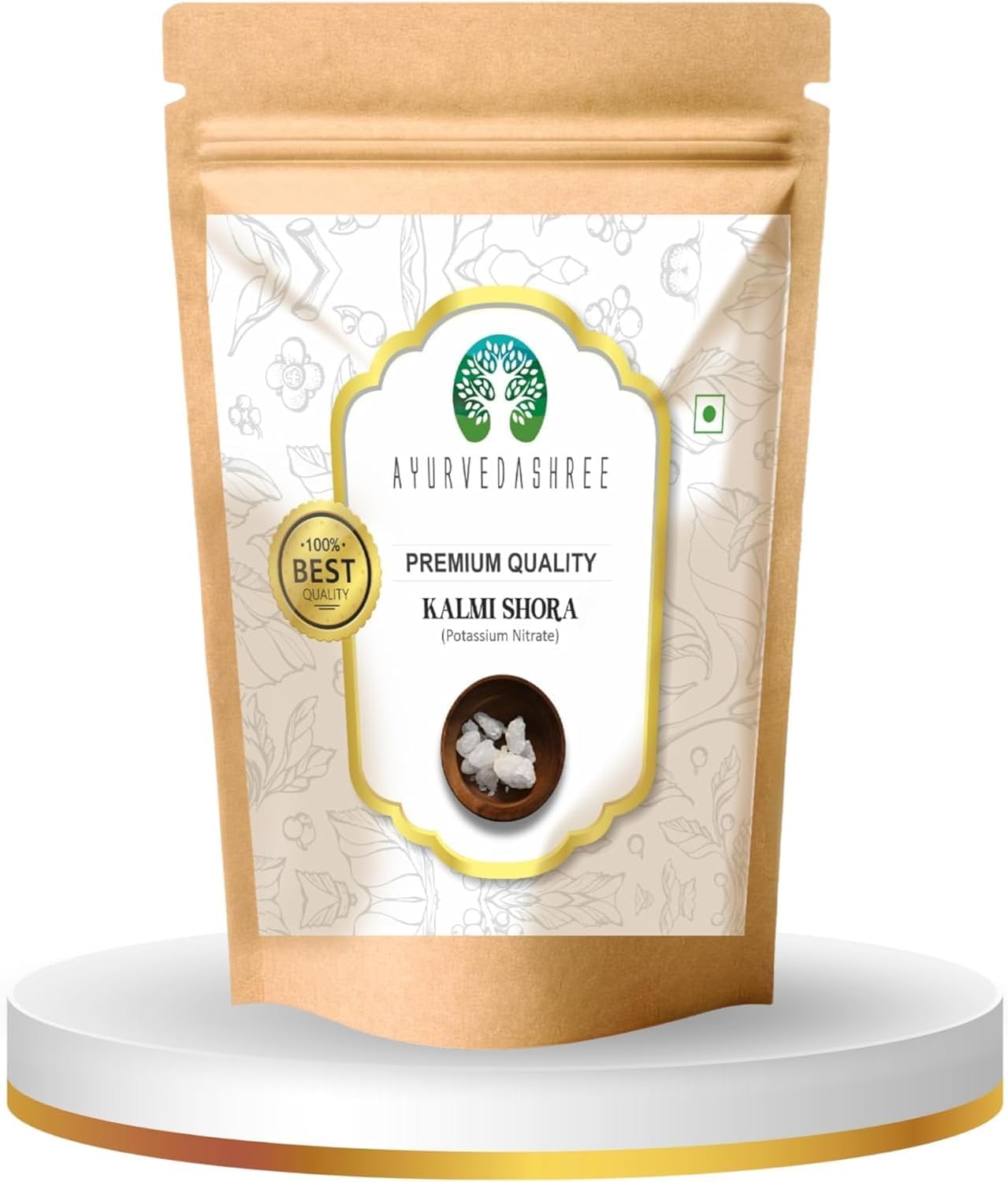 AYURVEDASHREE Kalmi Shora 100Gm | (Crystal Cum Granular) | Salt Peter | Khalmi Shura | Kalmishora | Potassium Nitrate | 100% Natural