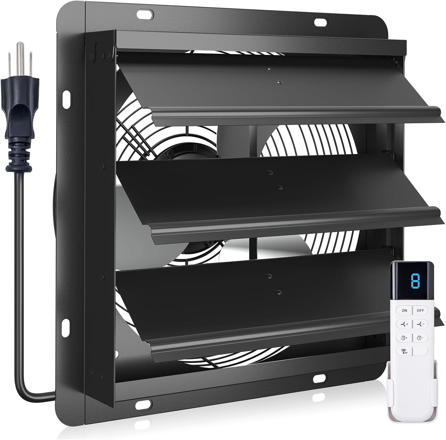 addlon 12 Shutter Exhaust Fan Wall Mounted with EC Motors and Remote Control, Timer, 8 Speeds, 1250CFM, Low Noise, Easy to Install, Plug in Ventilation Fan for Garages, Shops, Greenhouse, Attic