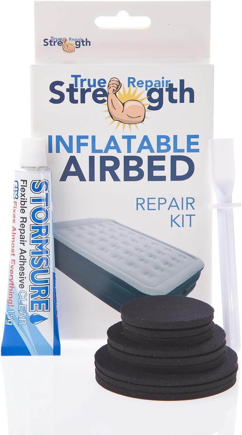 AIR BED REPAIR PATCH KIT - Heavy Duty Puncture Repair - Flexible Waterproof Glue - Vinyl PVC And Suede Top AirBed