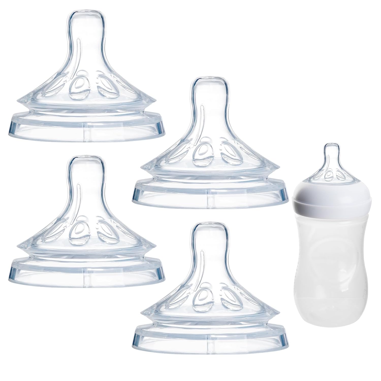 4 Pack Replacement Silicone Nipples Compatible with Philips Avent Natural Response Baby Bottle, Replacement Soft Spout for Sippy Cup, Easy Transition from Bottle to Cup (Flow 2, Slow Flow)