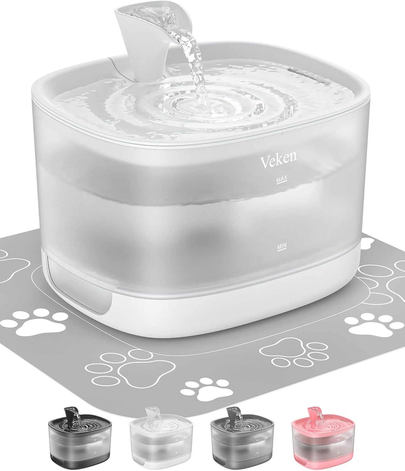 Veken Pet Fountain S3V3 Detachable 85oz White