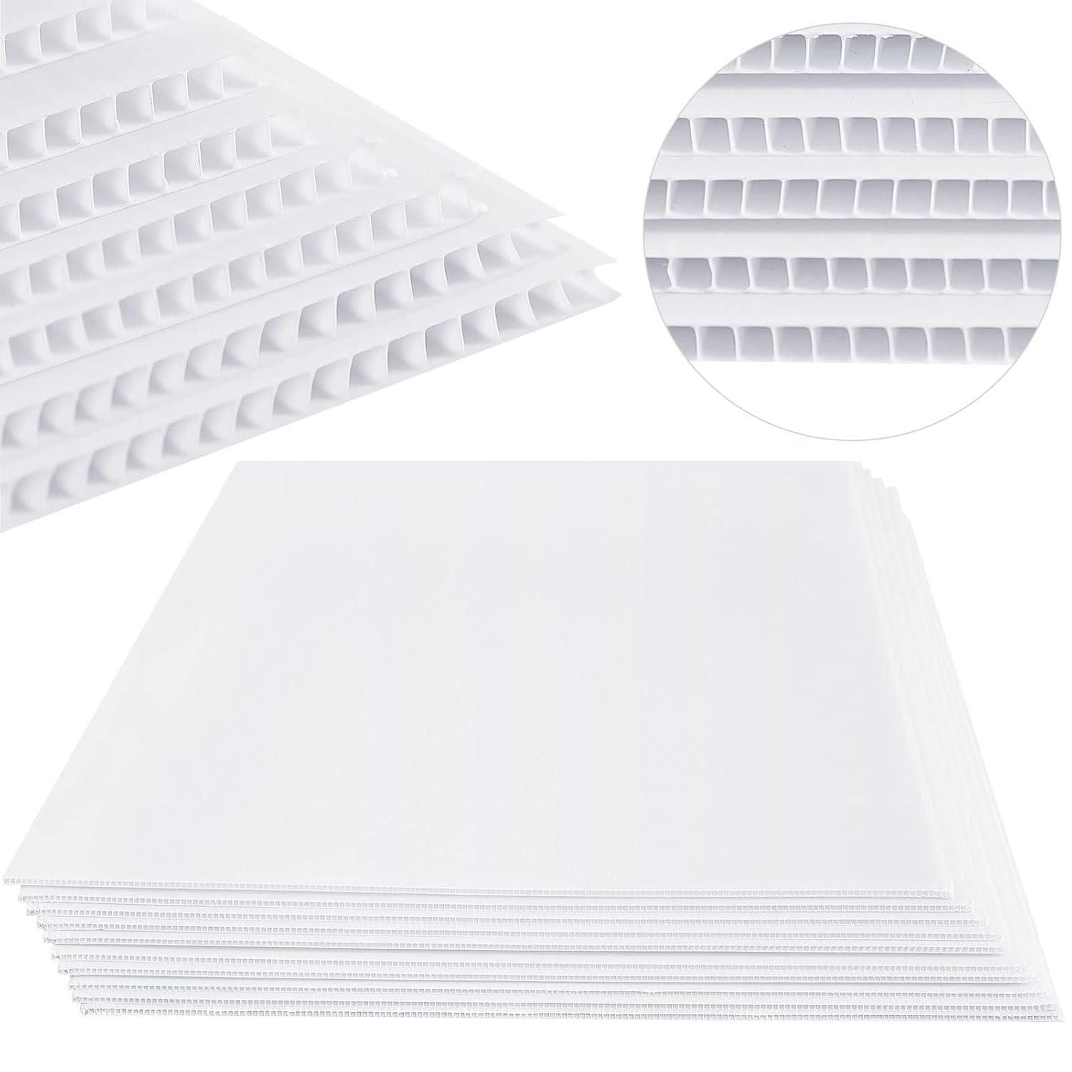 Patelai 4 Pcs 12 x 17 Inches Corrugated Plastic Sheet Corrugated Poster Board 4mm Thick Waterproof Blank Board Sheets Plastic Yard Sign for Garage and Estate Sale, Indoor and Outdoor Use (White)