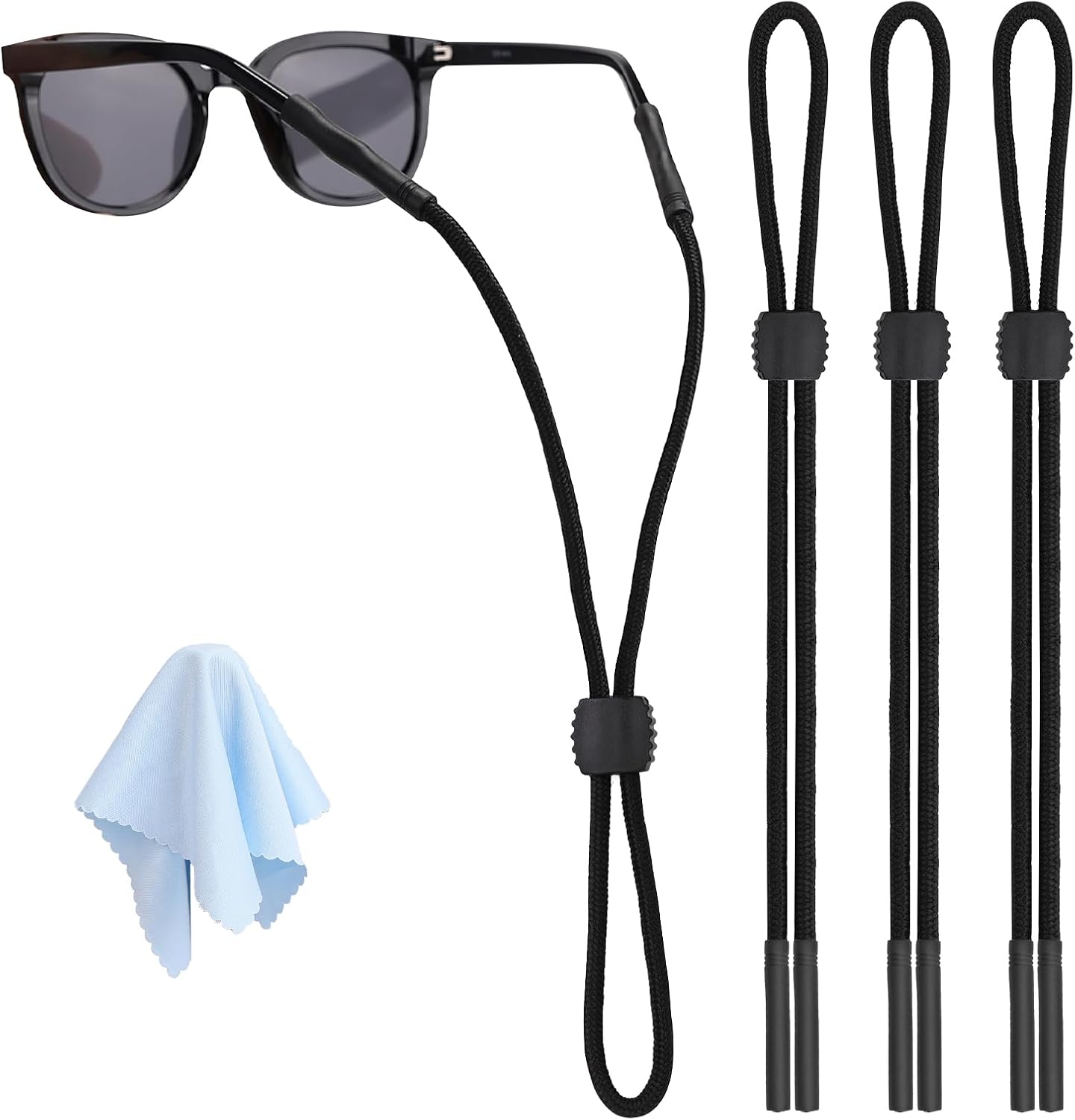 3 Pcs Glasses Strap-Adjustable Eyeglass Holders for Men, Women, and Kids - Neck Eyewear Retainer, Sports Sunglasses Strap, Lanyard