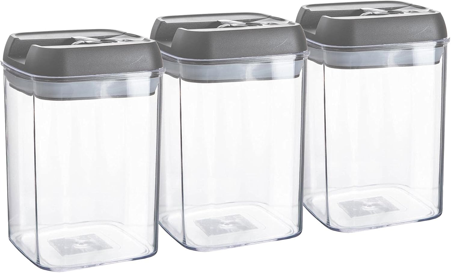 Argon Table Food Storage Containers with Airtight Flip Lock Lids - 800ml - Grey - 3 Pack - Plastic Kitchen Storage Tupperware Pantry Food Organiser for Cereal, Oats, Sugar, Coffee, Biscuits, Tea