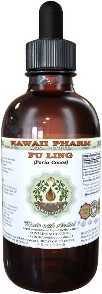 Fu Ling Alcohol-Free Liquid Extract, Fu Ling, Poria (Poria Cocos) Sclerotia Glycerite Hawaii Pharm Natural Herbal Supplement 2 oz