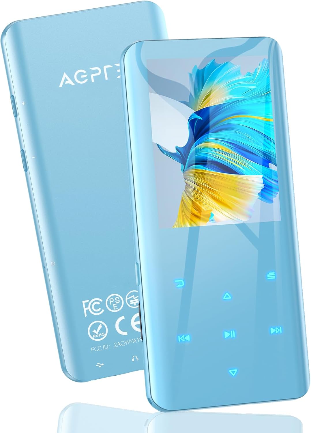 AGPTEK 32GB MP3 Player with Bluetooth, A19 2.4" Curved Screen Music Player