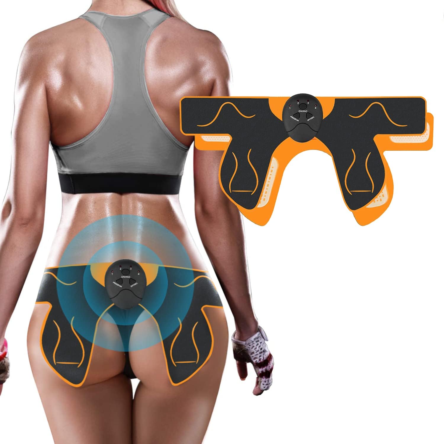 YUCEN YUCEN EMS Glute Trainer, ABS Trainer Muscle Stimulator for Inner Thigh Hip Arm Leg Back Training, Thigh Toner, Thigh Master, 6 Modes & 10 Intensities