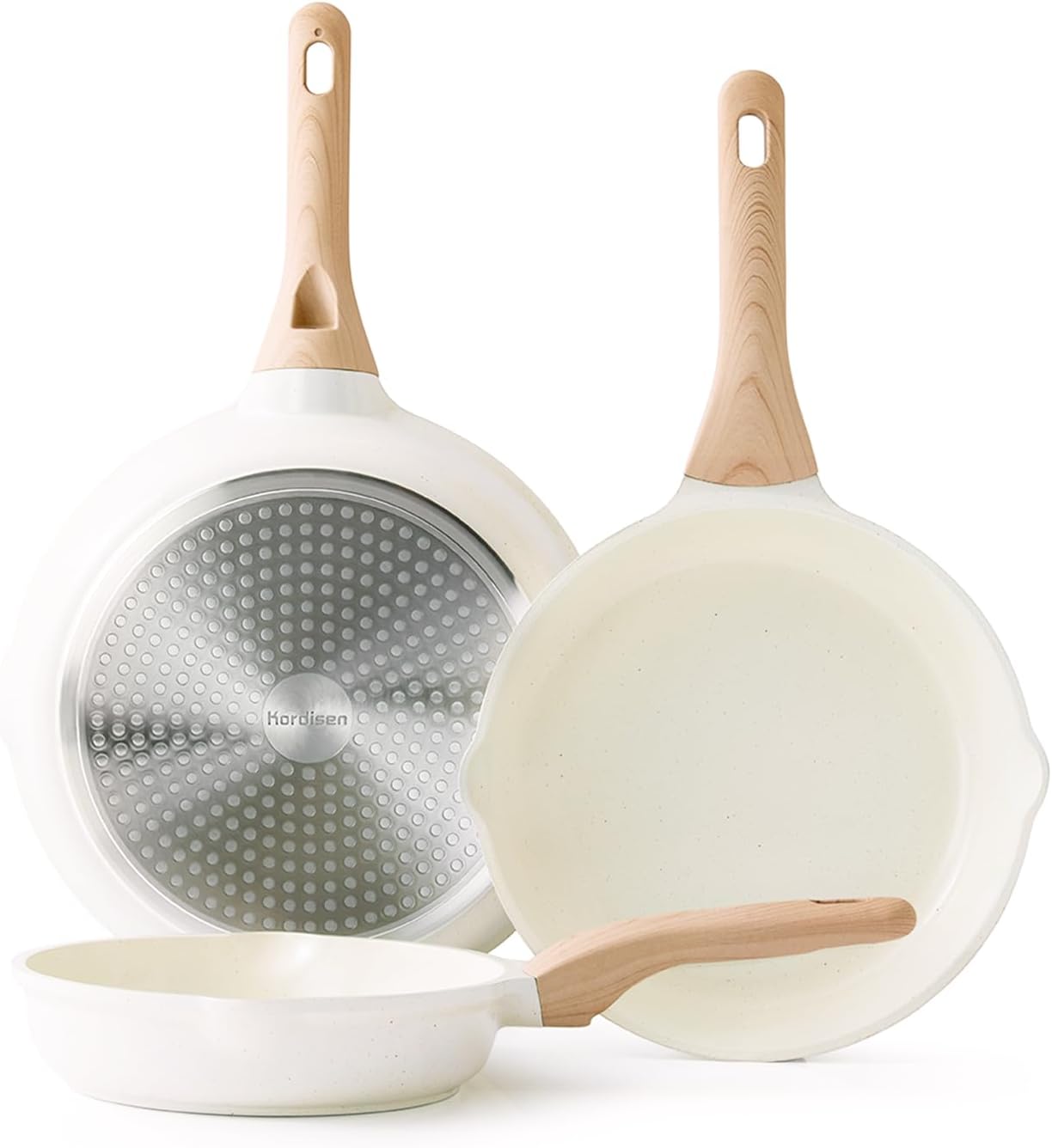 Kordisen Ceramic Nonstick Frying Pan Set, 3 Piece Induction Ceramic Pans Set, Healthy and Non-Toxic, PFOA & PFAS Free (20/24/28cm)