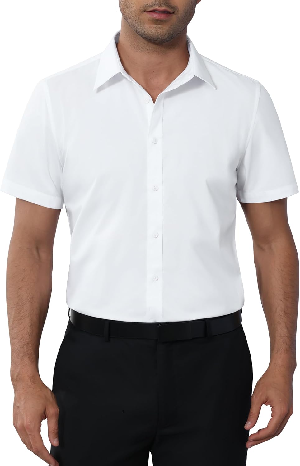 siliteelon Mens Shirts Shield Short Sleeve Shirts Regular Fit Stretch Business Casual Shirt for Adult