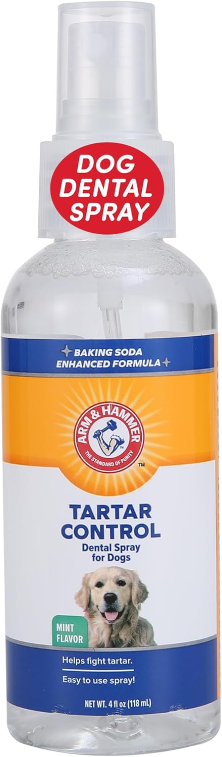 Arm & Hammer for Pets Tartar Control Dental Spray for Dogs, Mint Flavor - Dog Breath Freshener, Dog Plaque and Tartar Remover, Dog Dental Care and Teeth Cleaning, 4 Ounce