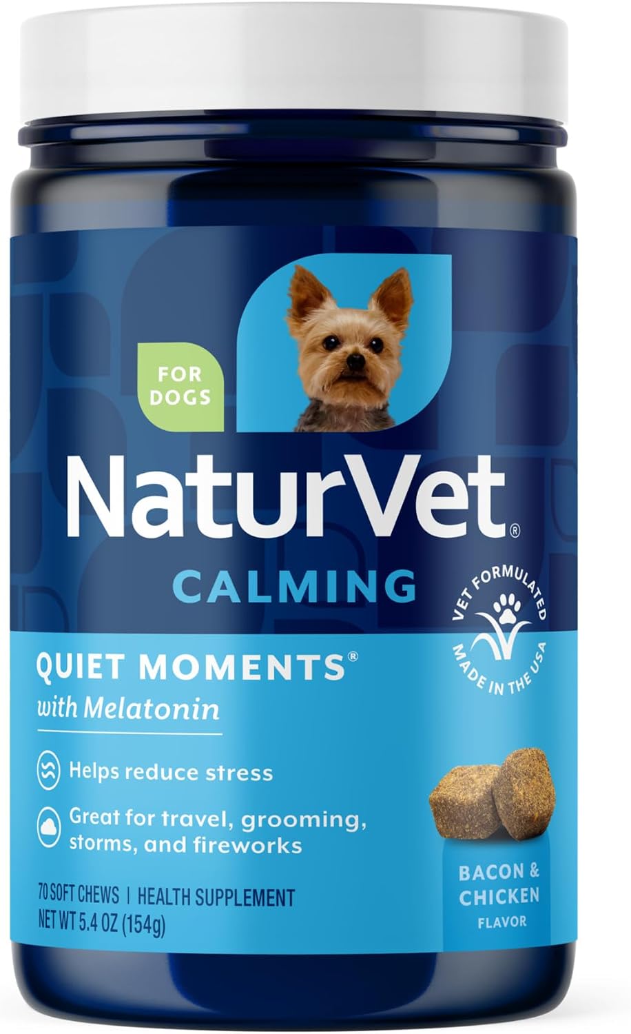 NaturVet Quiet Moments Calming with Melatonin Dog Supplement - 70 Count