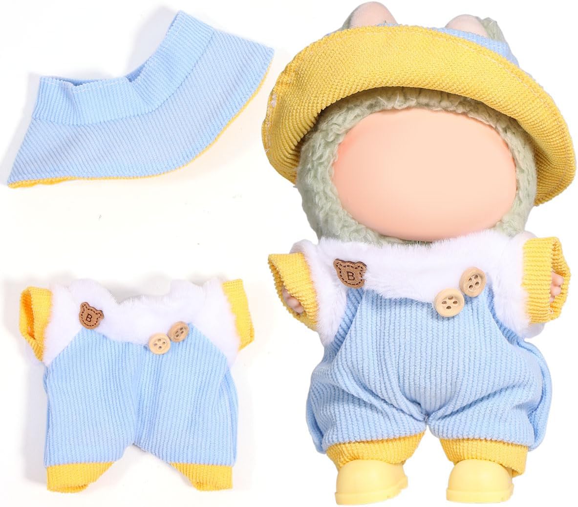 AICase for Labubu Clothes/for Labubu Outfits,Clothes Set for 17cm Lububu Doll,3 Piece Set Hat Clothing for LA BUBU, Boys and Girls Stylish Adorable Dolls Clothes Accessories (No Doll)(C_Style)