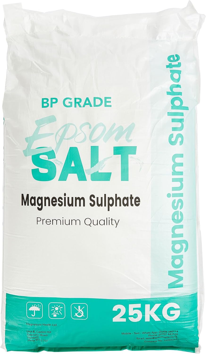 Epsom Salts 1 x 25kg Bag – Pure Magnesium Sulphate Mineral – Epsom Bath Salts for Health, Exfoliating, Feet and Muscle Soak - Additive Free Magnesium Salts for Bath