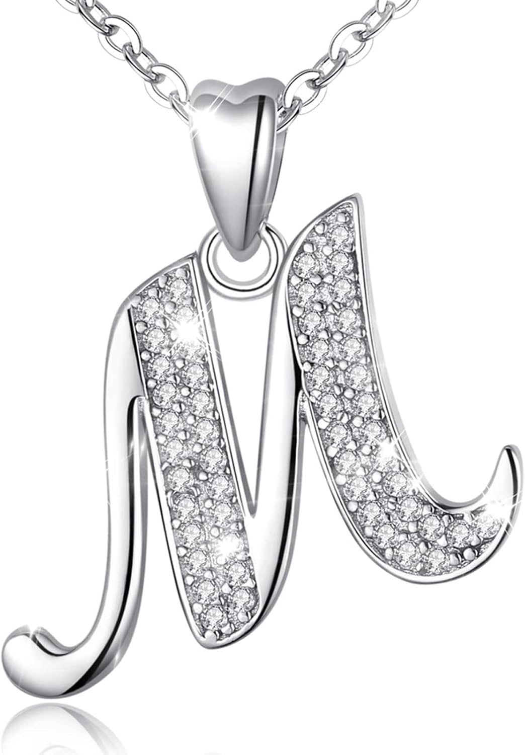 Initial Necklace Sterling Silver Letter Necklace Letter Alphabet Personalised Pendant Jewellery with Cubic Zirconia Gifts for Women Girls AEONSLOVE