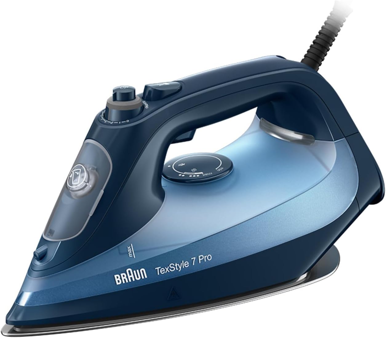 Braun TexStyle 7 Pro – Powerful Steam Iron with FreeGlide 3D EloxalPlus Soleplate, 225 g/min Steam Shot, Precision Tip, Auto Shut-Off, 300 ml Water Tank, Blue (SI7160BL)