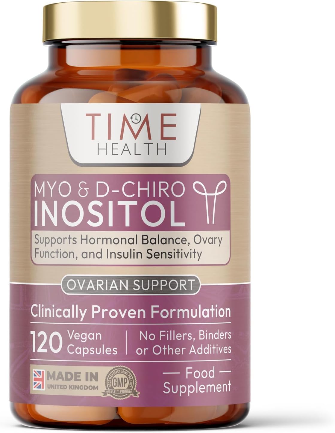 Myo & D Chiro Inositol - Clinically Proven - PCOS Support - 6X More D Chiro Inositol for Enhanced Benefits - 120 Capsules - Vegan - No Additives (120 Capsule Pouch)