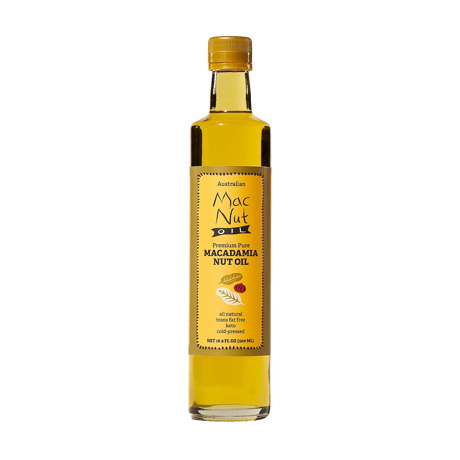 MacNut Oil Macadamia Nut Cooking Oil, Pure, Cold-Pressed, 16.9 Fl Oz