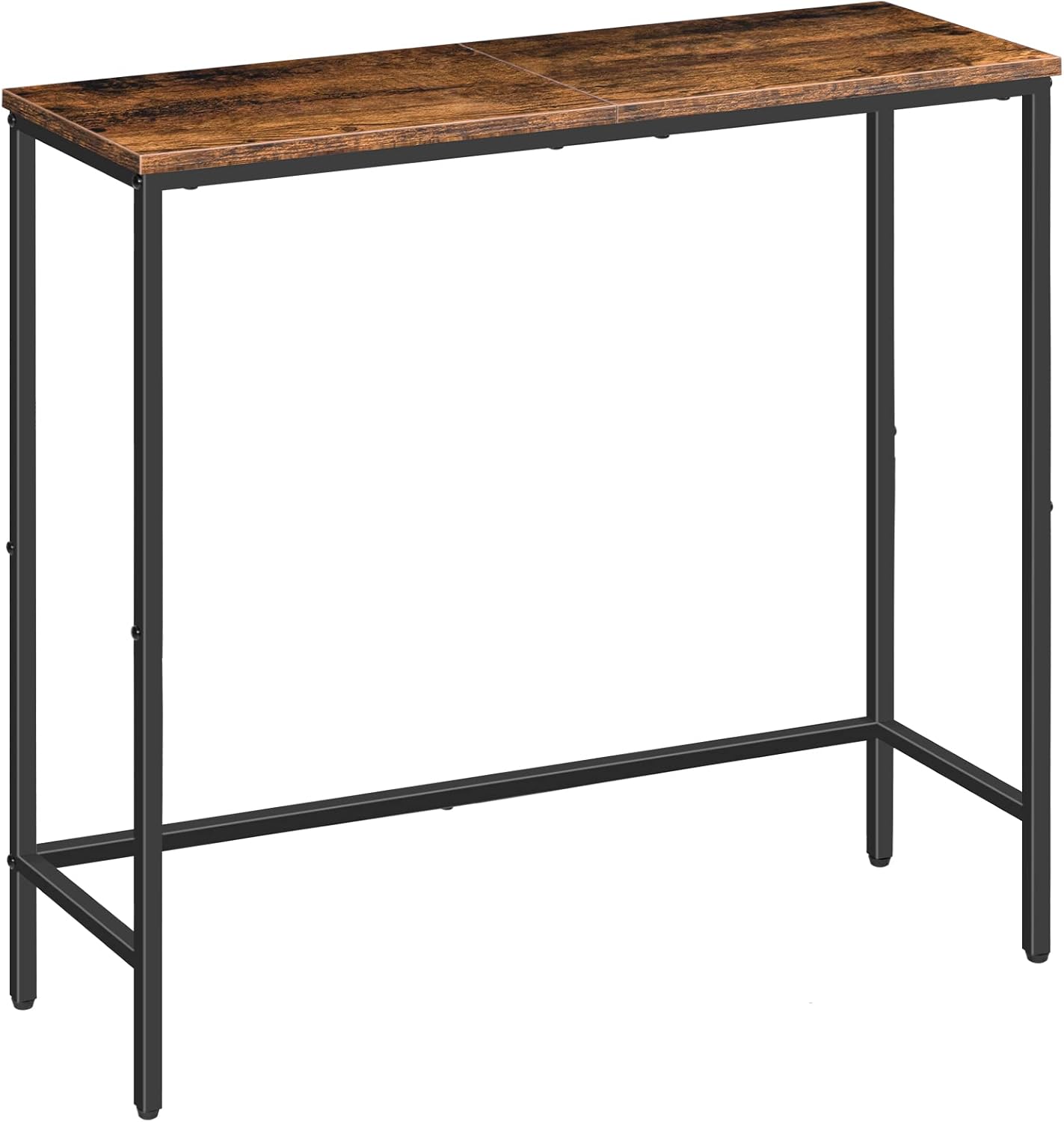 HOOBRO Console Table, Slim Console Table for Hallway, Metal Frame, Compact Display Table, Sofa Table for Small Spaces, Entryway, Living Room, Sturdy, Rustic Brown and Black EBF75XG01