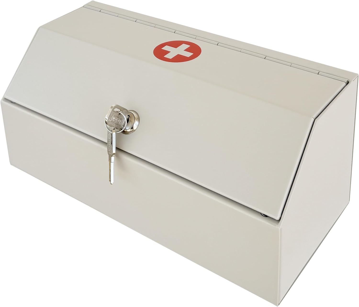 Lockable Medicine Storage Cabinet, Wall Mounted Steel Medicine Cabinet with Key Lock for Prescriptions, Vitamins, First Aid Supplies & Medical Storage