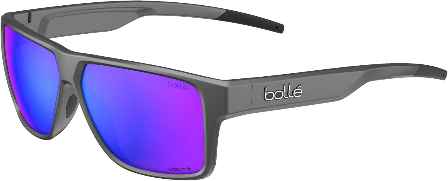 Bollé - TEMPER, Titanium Matte, Volt+ Ultraviolet Polarized, Medium-Large, Sunglasses, Unisex, Adult