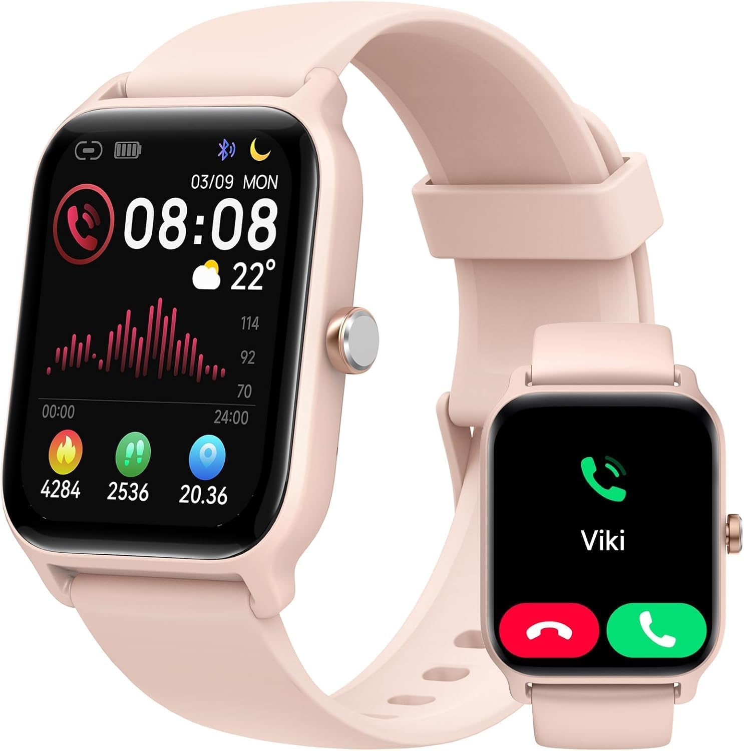 Smart Watches for Women, 1.85" HD Screen Fitness Tracker with Alexa & Bluetooth Call,Menstrual Cycle/Heart Rate/Sleep/SpO2 Monitor,100+ Sports Modes,2ATM Waterproof Smartwatch for iPhone Android(Pink)