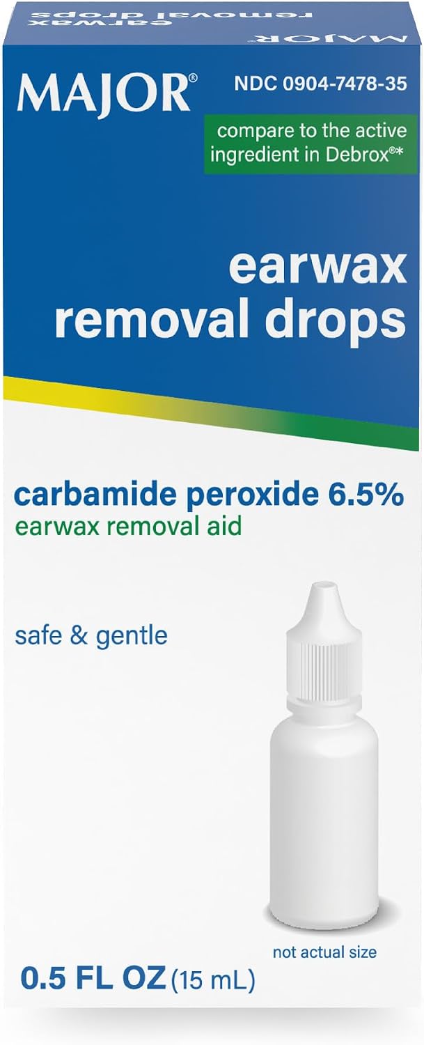 MAJOR Earwax Removal Drops with 6.5% Carbamide Peroxide, 0.5 Fl Oz (1-Pack)