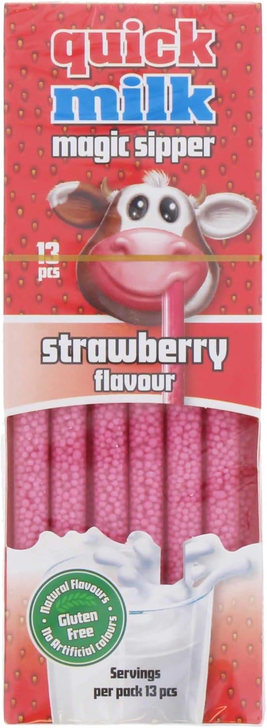 QUICK MILK Magical Sipper 13 Straws - (Strawberry Flavour)