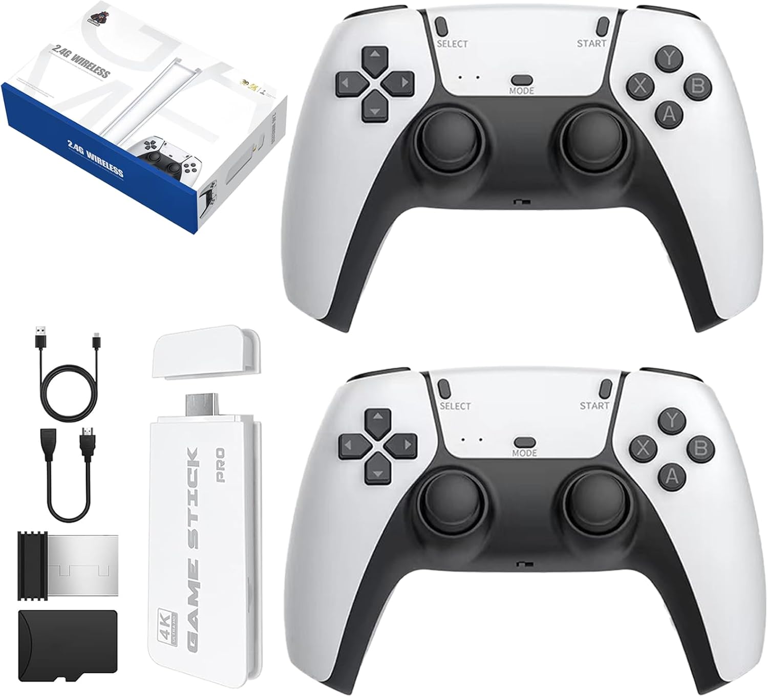 Retro Game Console,4K HDMI Game Stick with 20000+ Classic Games, Dual 2.4G Wireless Controllers, Plug & Play TV Video,Gift for Kids & Adults(64G)