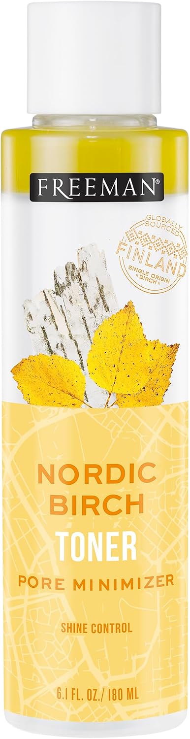 Freeman Birch Toner for Face, Shine Control for Oily Skin or All Skin Types, Facial Pore Minimizer