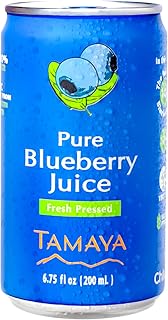 Tamaya Blueberry Juice – Pure Blueberries Fresh Pressed With No Sugar Added – Delicious Refreshing Juice – No Gluten, Vegan Friendly – No Water Mix, Not From Concentrate 6.75 Fl Oz Mini Cans, Pack of 12, Chile