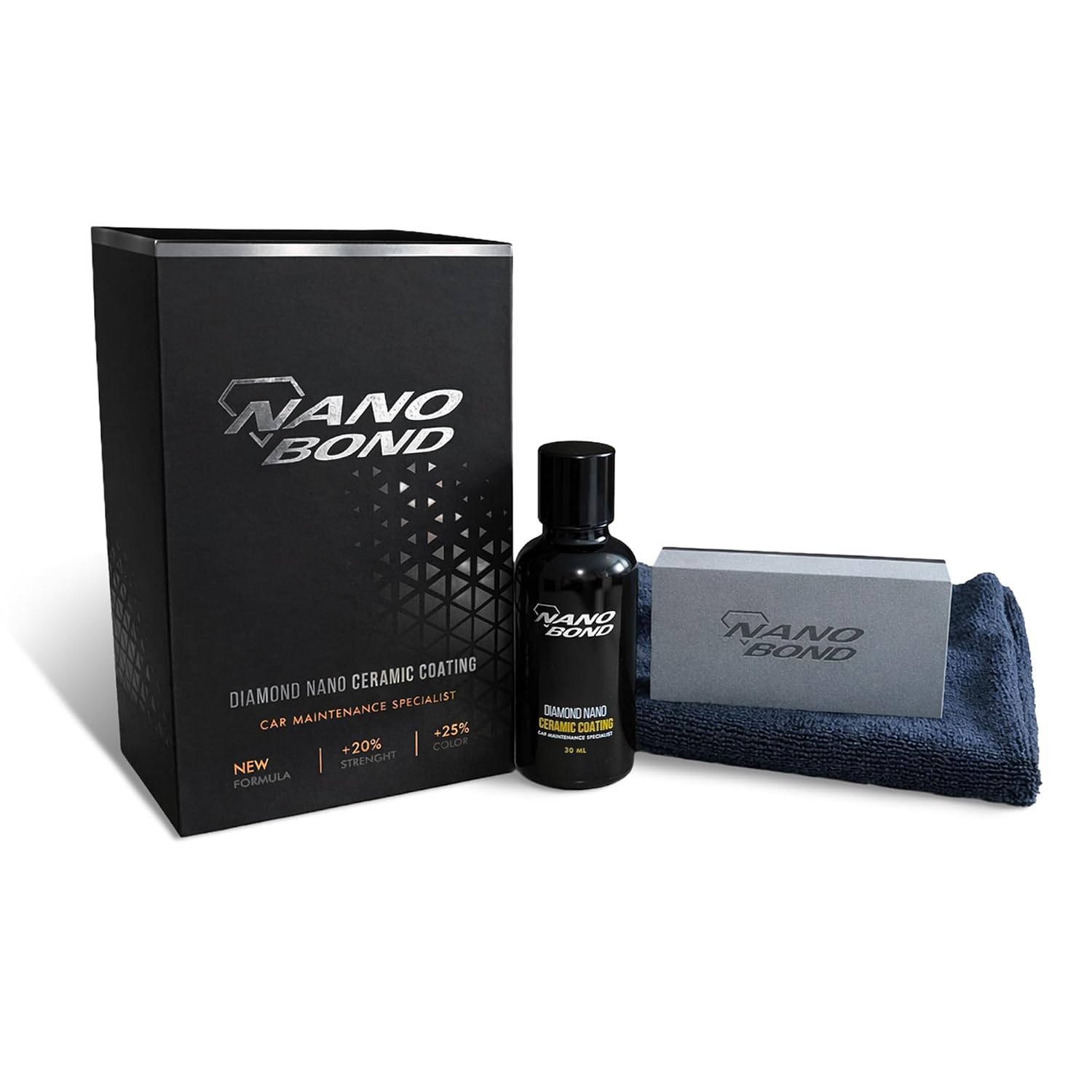 Nano Bond Ceramic Coating for Cars - 9H PRO 80% SiO2 Formula - 30ML Kit