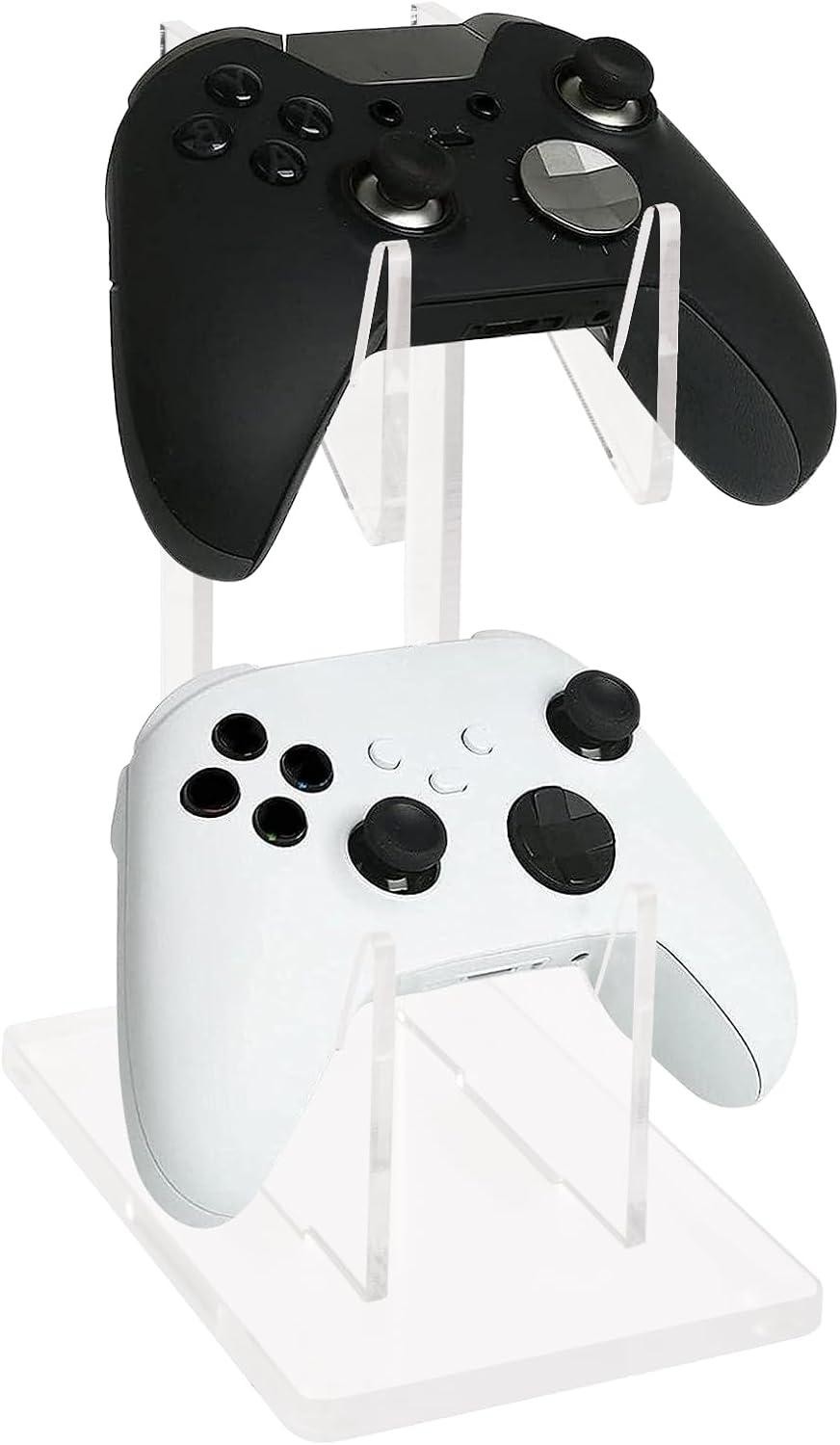 Daelesr Transparent Acrylic Game Controller Stand Holder, Double-Layered Gaming Controller Holder Stand, Universal Dual Gamepad Controller Holder Accessories, Headphones Headset Stand for Desk Table